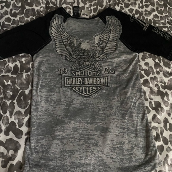 Worn once! Harley-Davidson baseball tee women’s XS - Picture 4 of 5